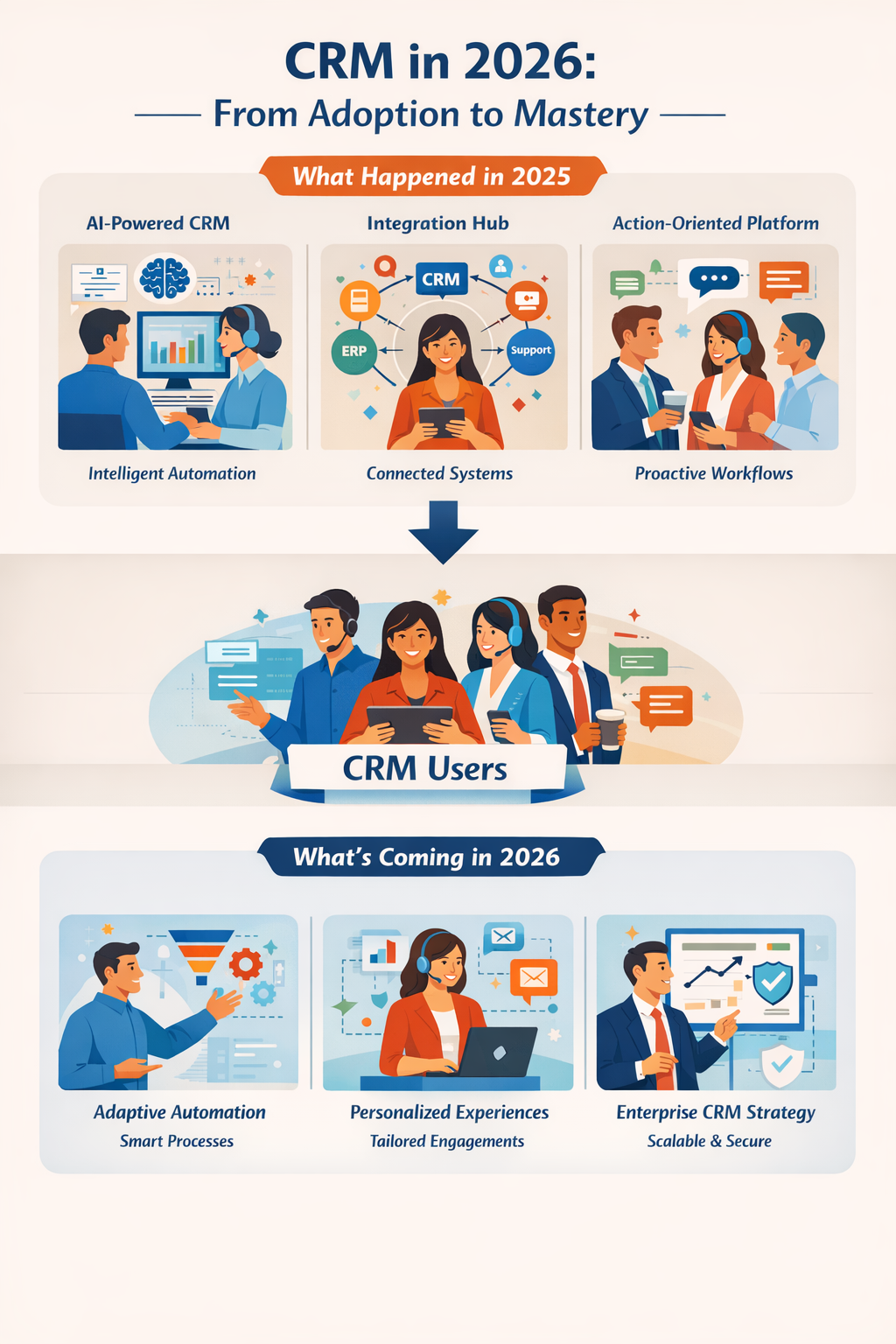 CRM users infographic showing customer relationship management trends from 2025 and expectations for 2026